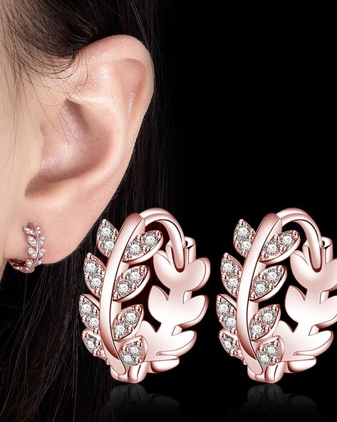 Designer Signed Laurel Wreath Diamond Leaf Earrings in 18k Rose Gold – 31  Jewels Inc.