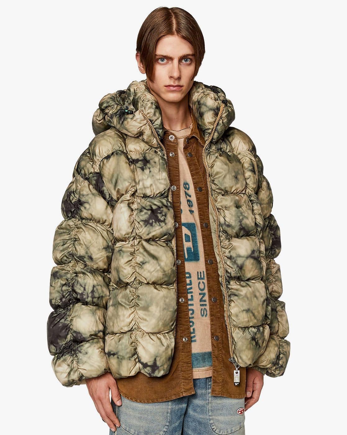 Buy DIESEL W-Ralle Regular Fit Dyed Winter Jacket | Green Color