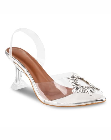 Buy Silver Heeled Sandals for Women by FROH FEET Online