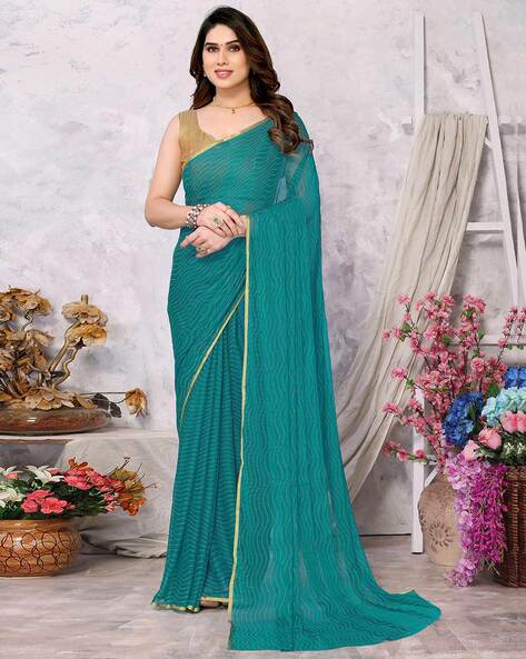 Blue Chiffon Saree