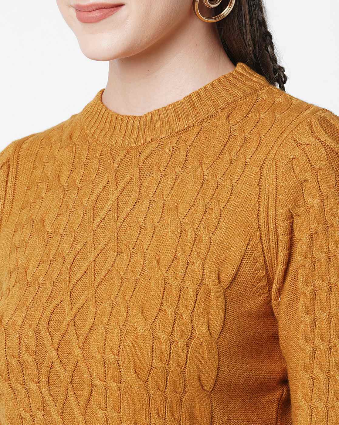 Mustard cable knit outlet jumper