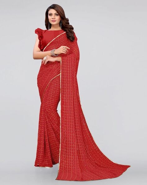 Top selling Sarees.. !! Pink Faux Georgette Saree Rs. 4,349.00 Click On  http://zohraa.com/ready-to-s… | Party wear sarees online, Saree designs,  Party wear sarees