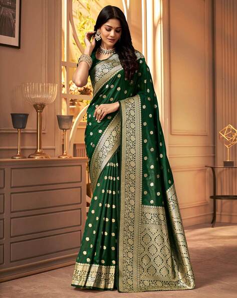 Buy Green Sarees for Women by SATRANI Online