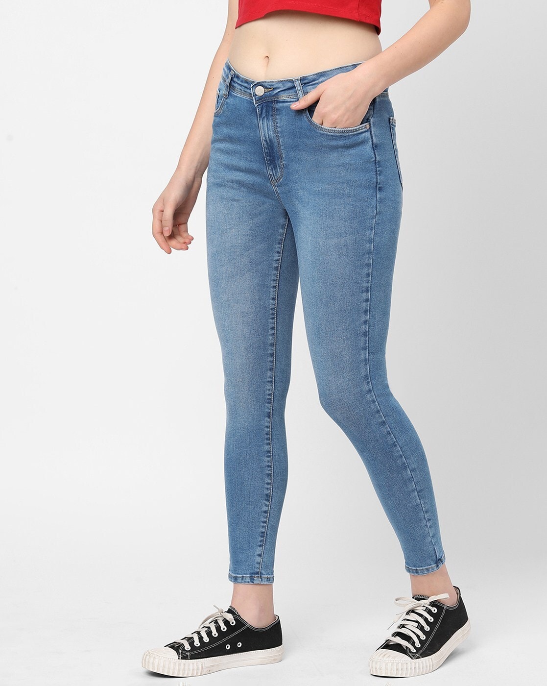 Krena Adjustable High Mid Rise Jeans Mid Wash