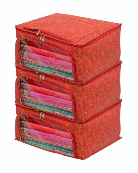 Nidhi Trendy Fashion Saree Cover Premium High-Quality Trendy Saree Cover Storage  Bag For Wardrobe Organizer Garments Storage bags-Big in size Leaf Printed  saree cover Pack of 3 Price in India - Buy