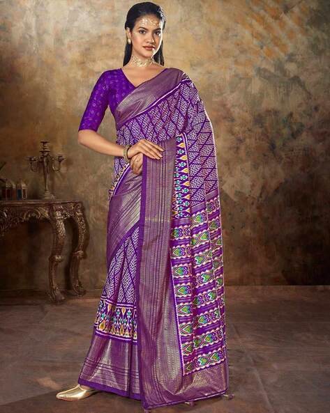 Off White Purple Border Mulmul Cotton Onam Saree – ShopBollyWear.Com