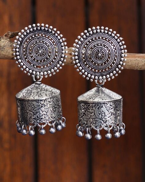 Pink Silver Jhumka Earrings,Indian Jewelry,Round Stud,Pink Pearl Jhumka,Big  Jhumka,Bollywood Earrings,Jaipur