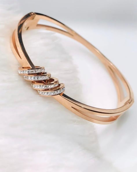 Buy Shining Diva Fashion Stylish 18k Rose Gold Cubic Zirconia Bangle  Bracelet for Women (9960b) Online at Lowest Price Ever in India | Check  Reviews & Ratings - Shop The World