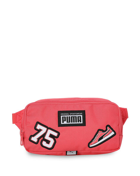 Embossed Logo Waist Pouch with Zip Closure