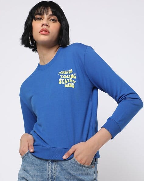 Buy Blue Sweatshirt Hoodies for Women by YOUSTA Online