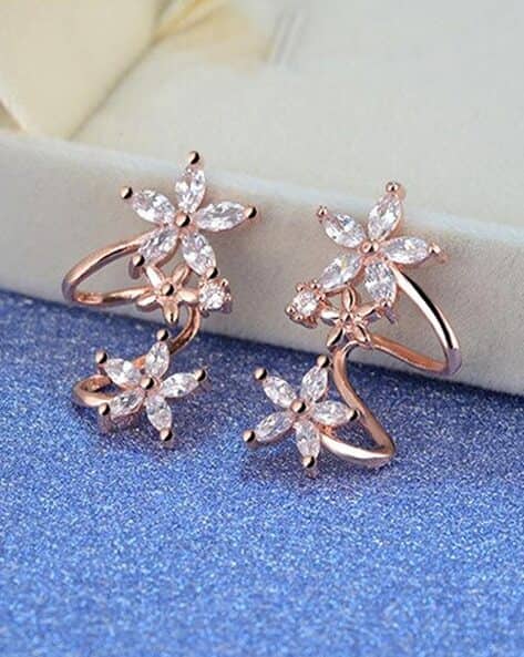 Rose Gold-Plated Diamond-Studded Ear Cuffs
