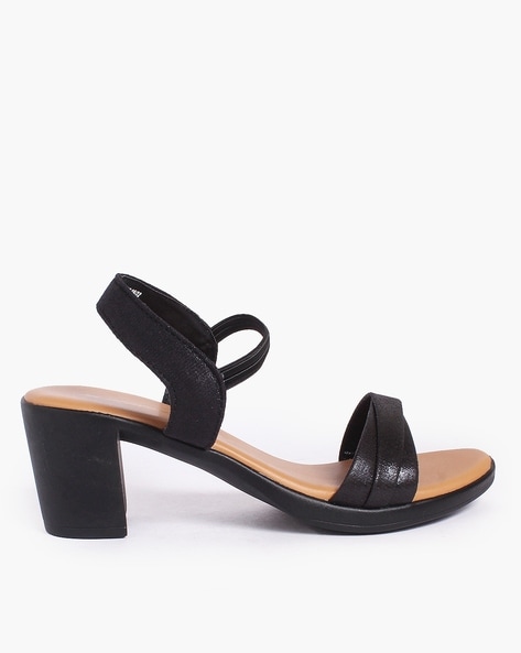 Black Block-Heel Sandals for Women