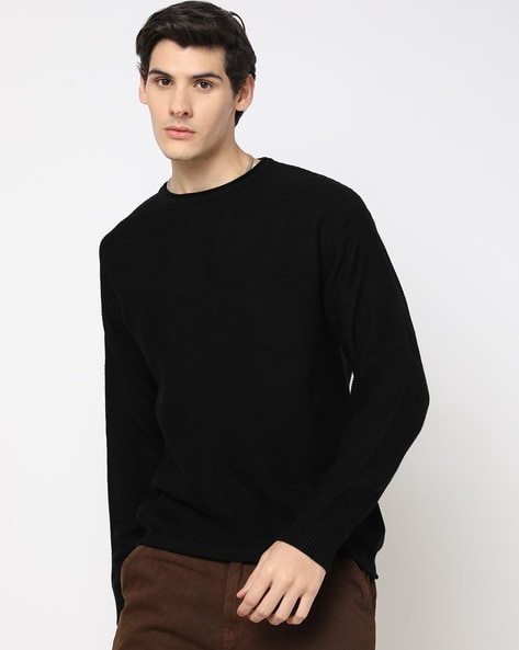 Mens black crew store neck jumper