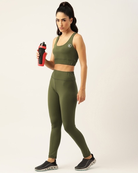 Solid Army Green Leggings With Pockets – Sunia Yoga