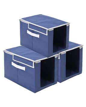 kuber industries Pack Of 3 Non-Woven Cloth Stacker Wardrobe Organizer With Carrying Handle & Lid-picture-49