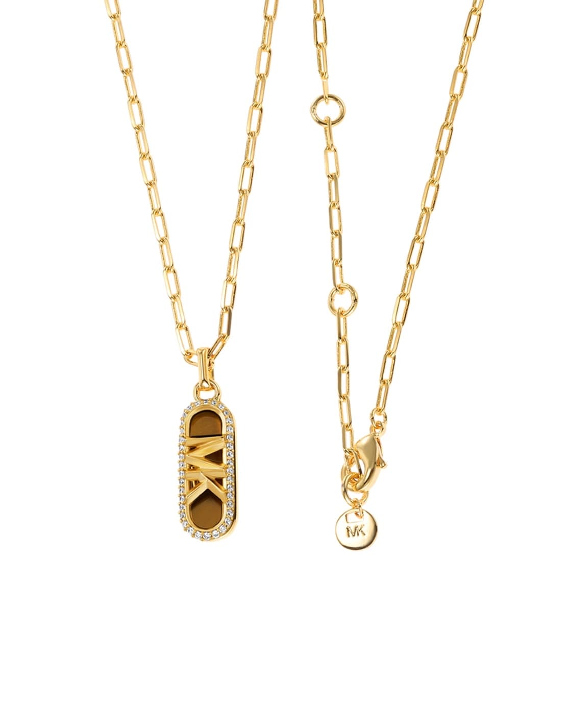 Top Michael Kors Gold Logo Heritage Pendant Necklace