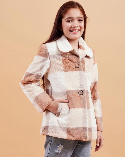 Girls on sale checked coat