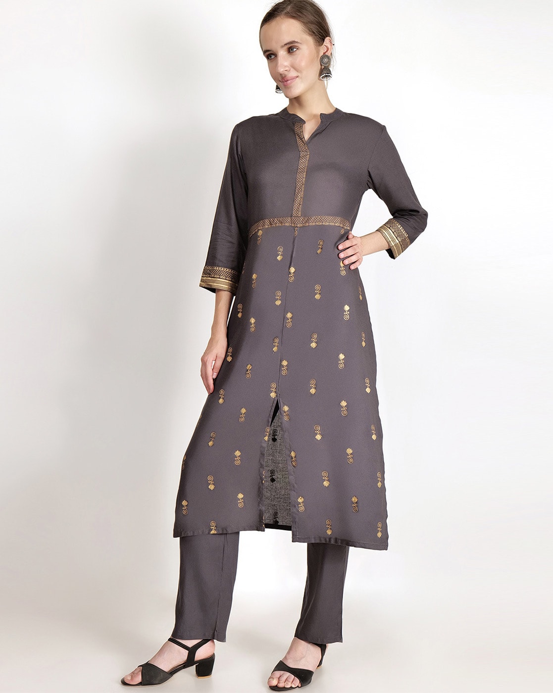 Art Silk Casual Wear Kurti In Grey Colour - KR5500074