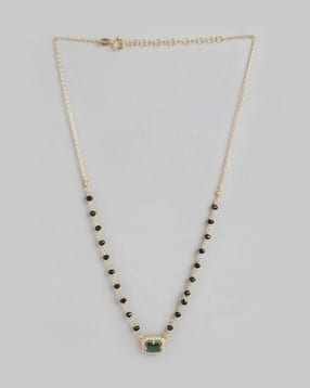 Sterling Silver Gold-Plated Divine Charm Mangalsutra-image-25