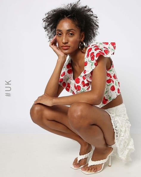 Herlipto Cherry Pattern Strap Top M Cherry Pattern Strap Top M