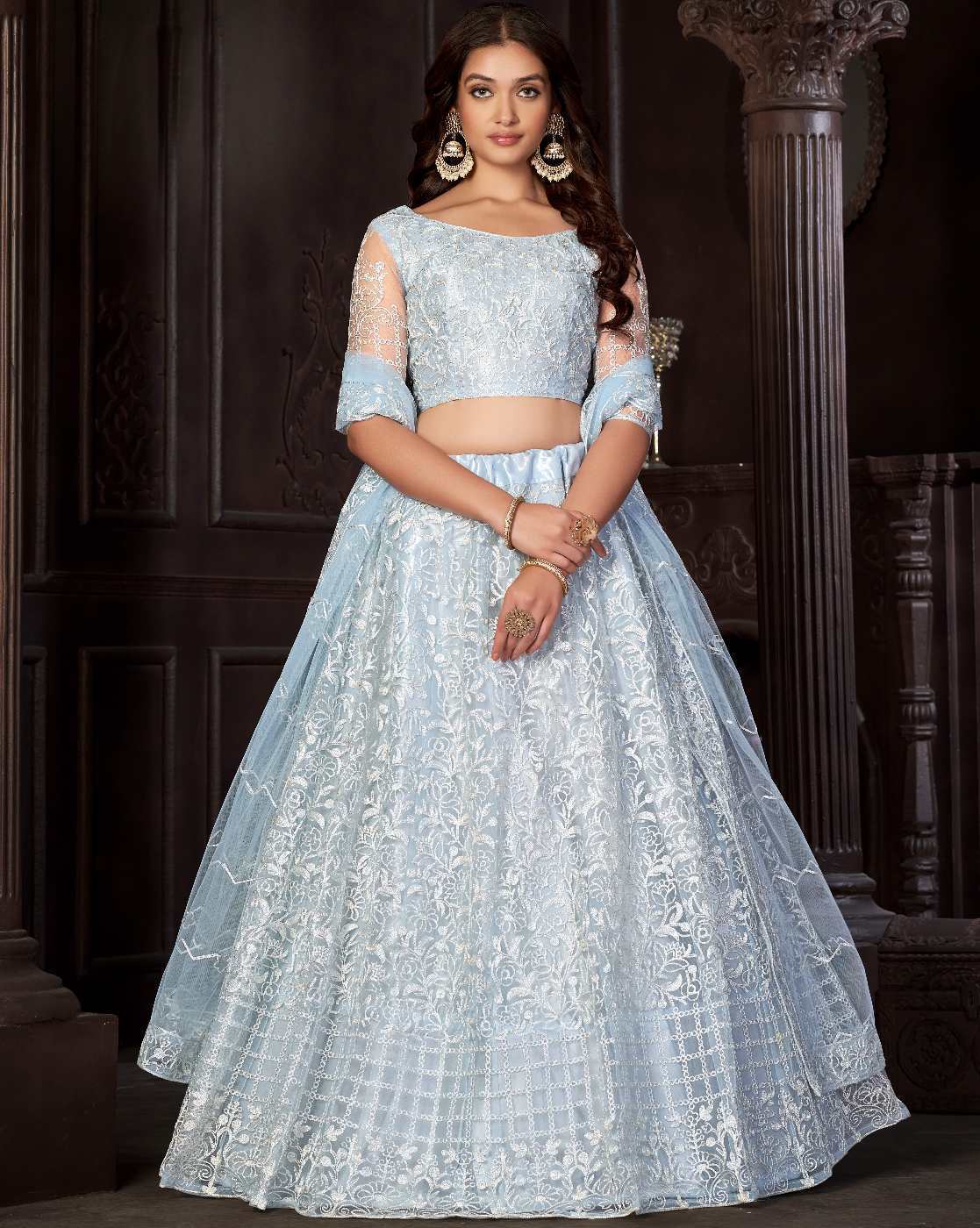 Baby blue lehenga sale