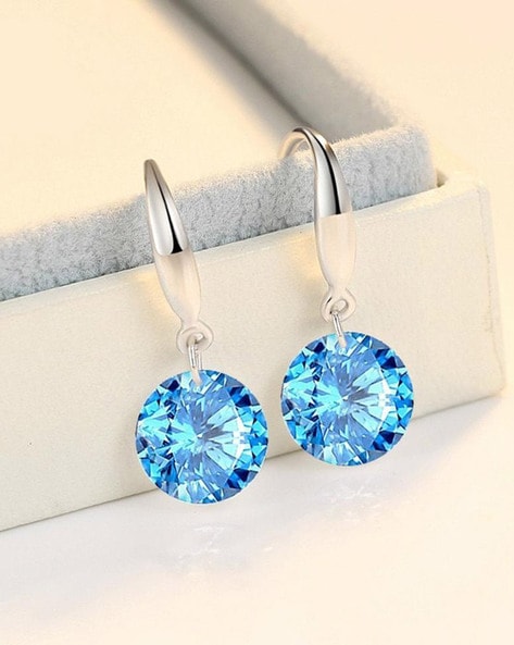 Vibrant Shades Blue Topaz & White Lab-Created Sapphire Dangle Earrings  Sterling Silver | Kay