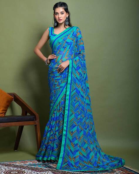 Buy Siril Women Orange Printed, Geometric Print, Floral Print Georgette  Saree | sarees for Women| saree | sarees Online at Best Prices in India -  JioMart.