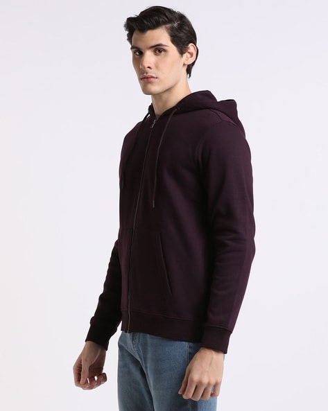 Zip-Front Hoodie with Split-Kangaroo Pockets