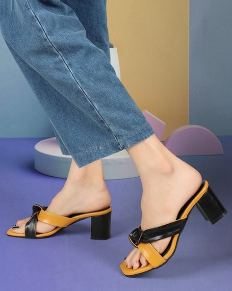 Square Toe Heeled Sandals for Women - Women's Low Block Heels Sandals -  2.25IN Open Toe Ankle Strap Chunky Heels - Slip on Heeled Sandal | SHEIN USA