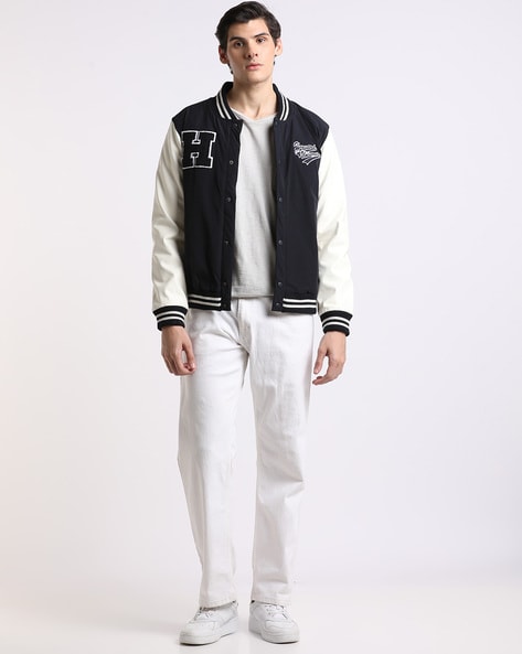 Buy DIESEL Quilted Zip-Front Varsity Jacket | Beige Color Men | AJIO LUXE