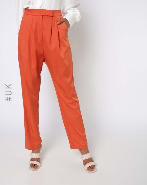 Crepe slim pants in orange - Dries Van Noten | Mytheresa