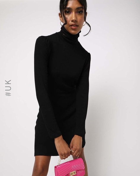 Sweater Dress for Women - Turtle Neck Bodycon Sweater Dress (Color : Black,  Size : X-Small) at Amazon Women's Clothing store