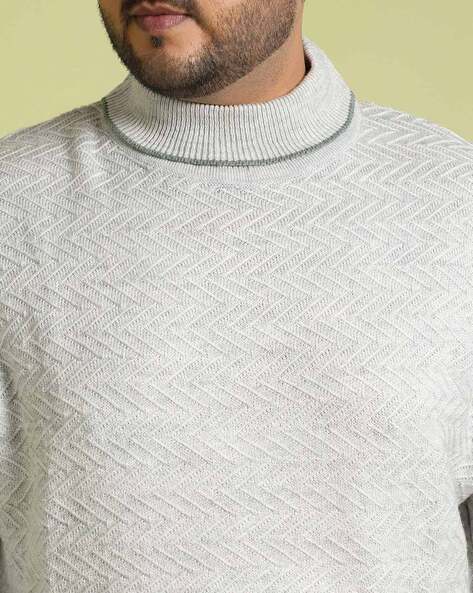 Men Regular Fit Cowl-Neck Pullover