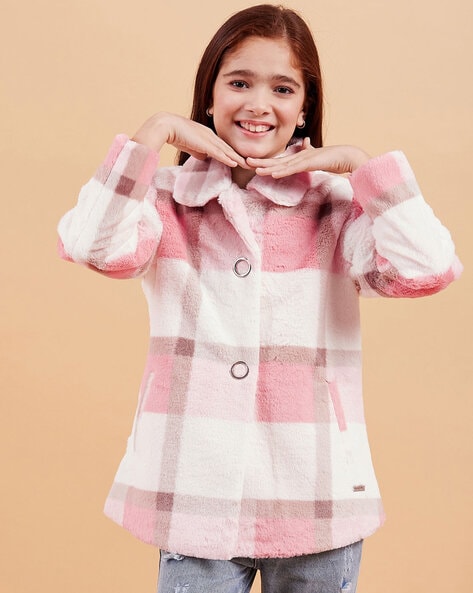 Girls top checked coat