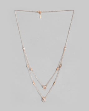 zavya Sterling Silver Rose Gold-Plated Graceful Layered Necklace-picture-12