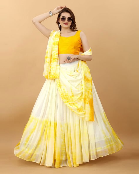 Yellow & White Embroidered Lehenga Choli Lehenga 2484LG03