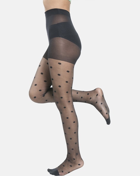 5/6 Pairs Women Thigh High Silk Stockings Black Polka Dot Pantyhose Tights  Socks