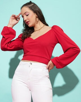 Slim Fit V-Neck Crop Top