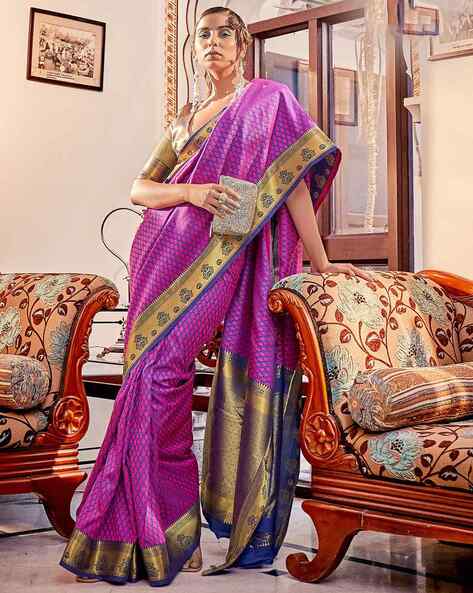 Buy Pink Sarees for Women by SATRANI Online