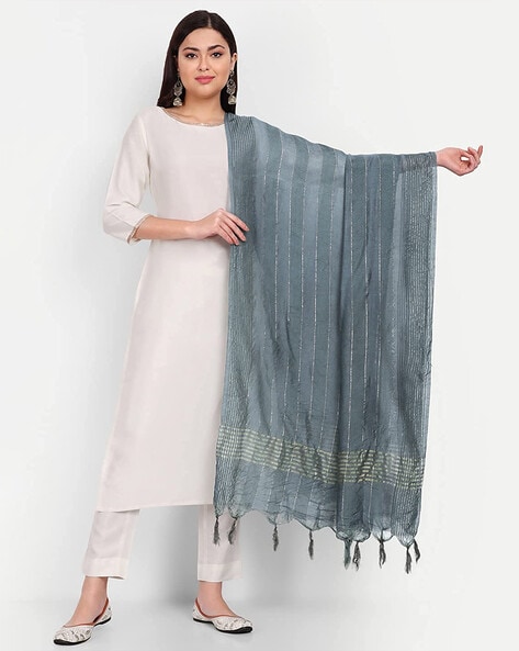 Striped Dupatta with Tassels Price in India