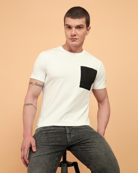 Wrangler Crew-Neck T-Shirt with Ribbed Hem