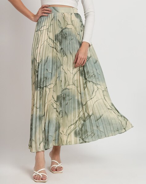 Flared skirt - Olive green/Patterned - Ladies