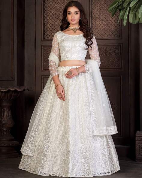 Buy Peach Georgette And Santoon Lehenga With Net Choli Online - DMV11401 |  Andaaz Fashion