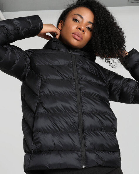 Quilted Zip-Front Hooded Jacket