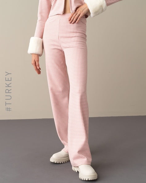 Tapered trousers - Pink/Checked - Ladies | H&M IN