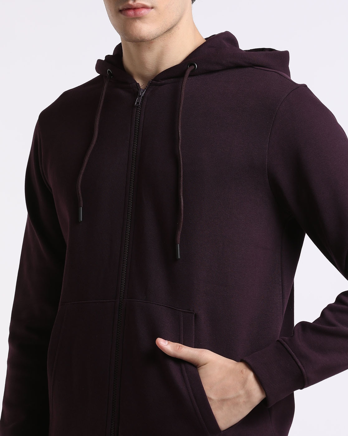 Plum zip shop up hoodie