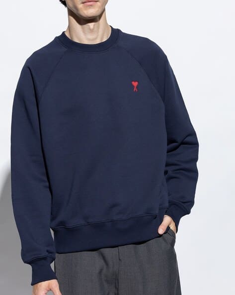 関税・送料込 AMI PARIS NIGHT BLUE COTTON スウェット NIGHT BLUE Off-White Ami de Coeur Sweatshirt | AMI PARIS