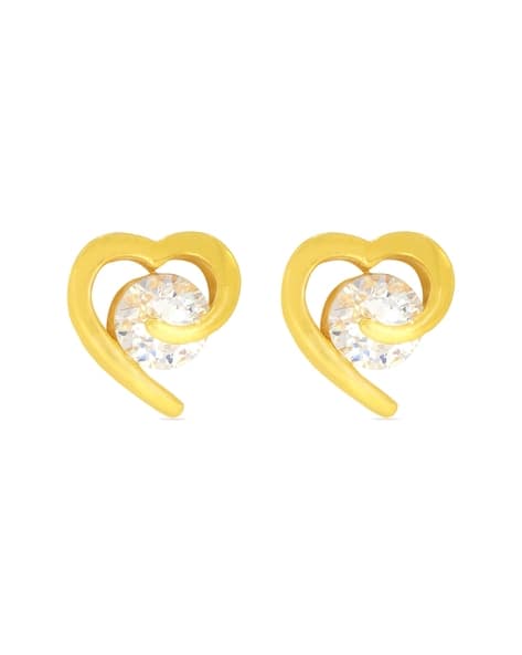 Yellow Gold Love Stone Stud Earrings