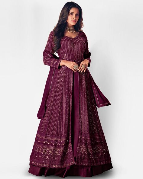 Buy Anarkali Dress for Women, Pakistani Traditional Designer Party Wear Suit  With Sequin Embroidery Work, Indian Readymade Outfit Top & Dupatta Online  in India - Etsy