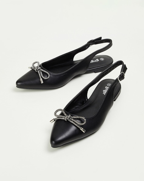 Black embellished 2024 flat shoes